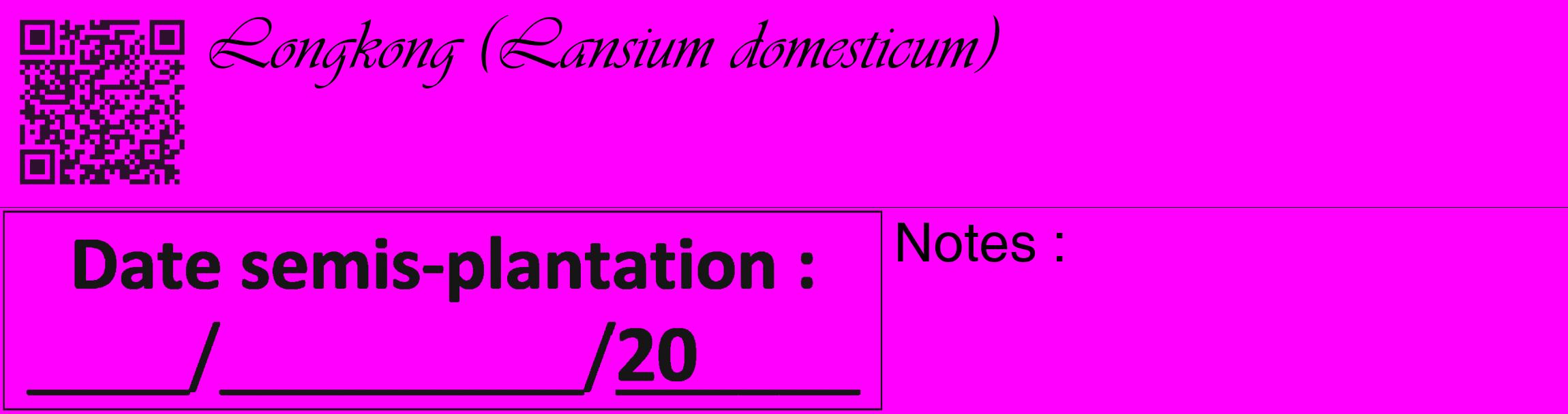Étiquette de : Lansium domesticum - format c - style noire51_basique_basiqueviv avec qrcode et comestibilité