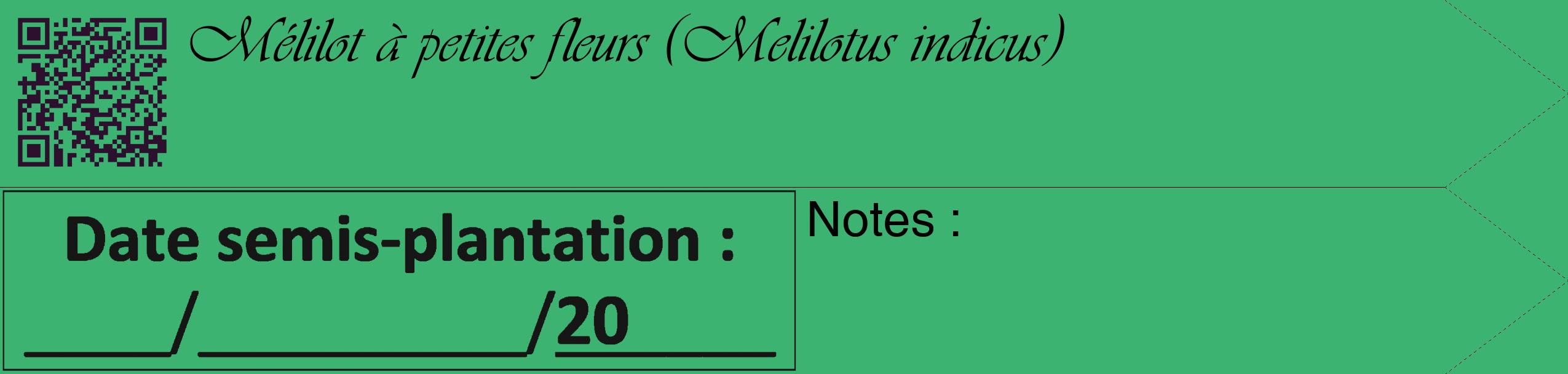 Étiquette de : Melilotus indicus - format c - style noire12_simple_simpleviv avec qrcode et comestibilité