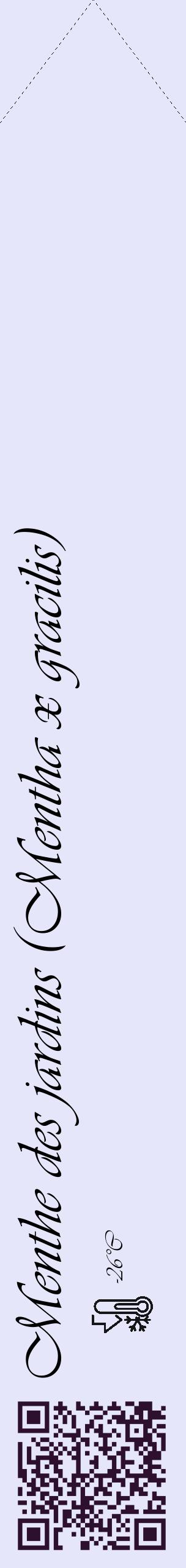 Étiquette de : Mentha x gracilis - format c - style noire55_simple_simpleviv avec qrcode et comestibilité - position verticale
