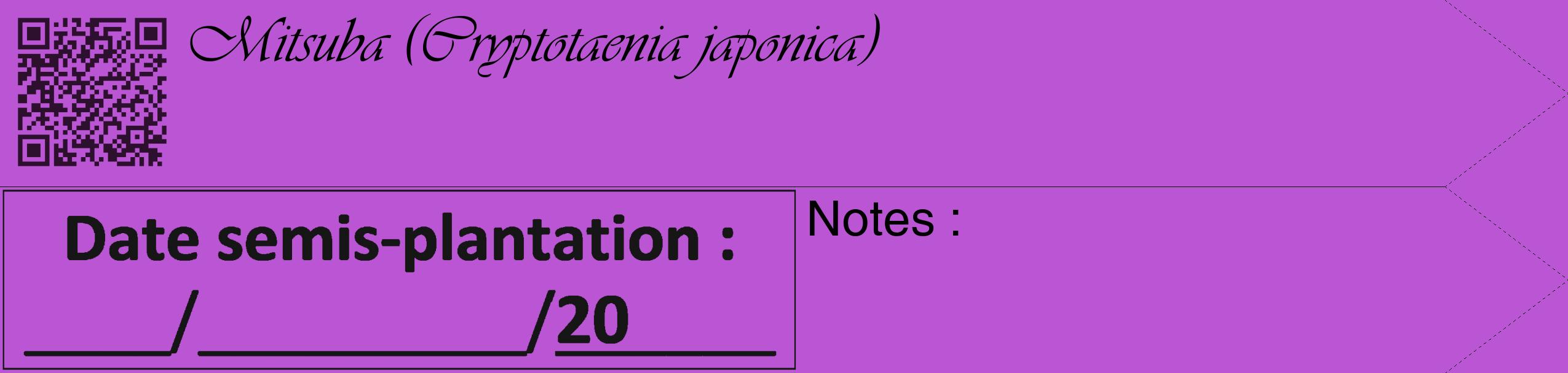 Étiquette de : Cryptotaenia japonica - format c - style noire50_simple_simpleviv avec qrcode et comestibilité