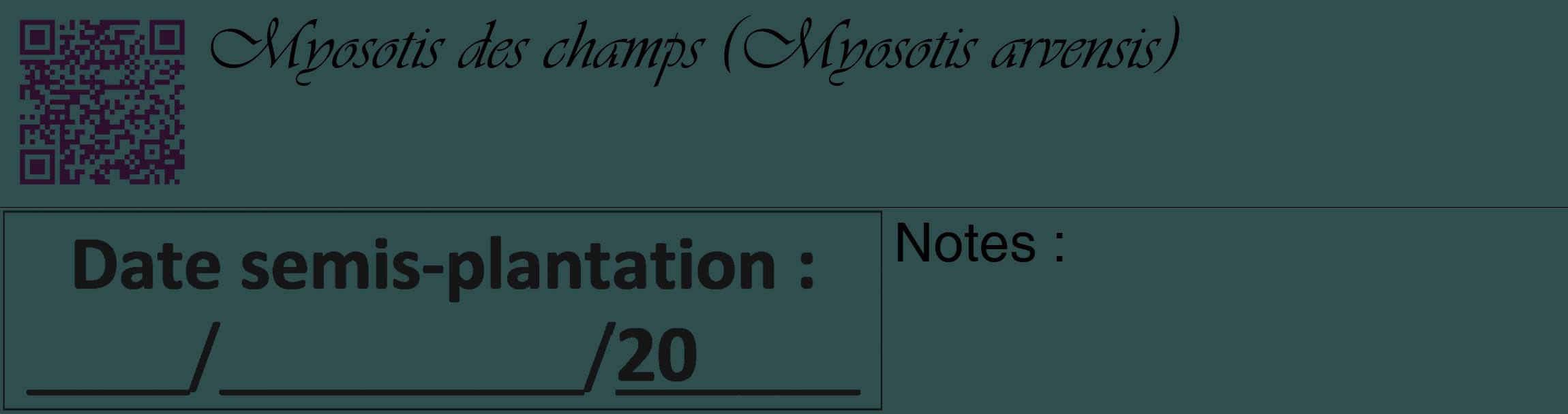 Étiquette de : Myosotis arvensis - format c - style noire58_basique_basiqueviv avec qrcode et comestibilité