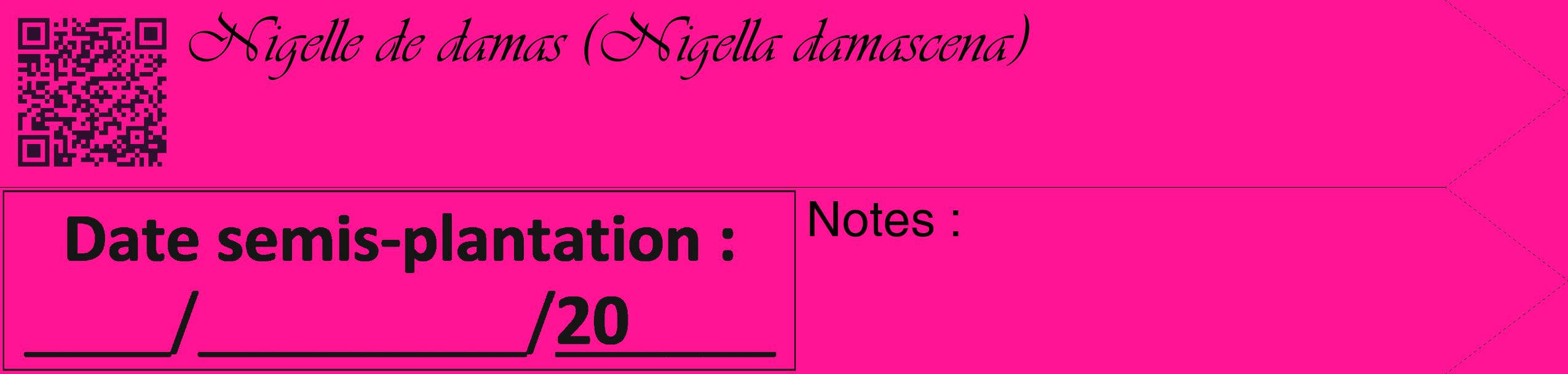 Étiquette de : Nigella damascena - format c - style noire43_simple_simpleviv avec qrcode et comestibilité