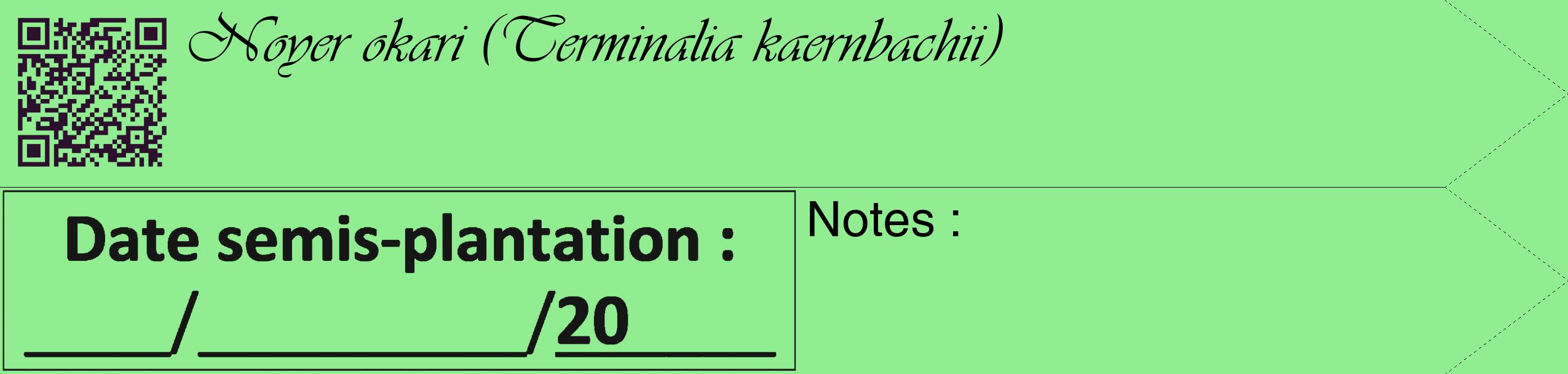 Étiquette de : Terminalia kaernbachii - format c - style noire15_simple_simpleviv avec qrcode et comestibilité