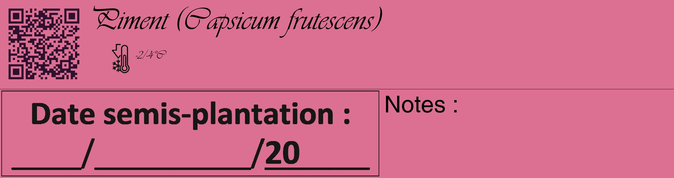 Étiquette de : Capsicum frutescens - format c - style noire44_basique_basiqueviv avec qrcode et comestibilité