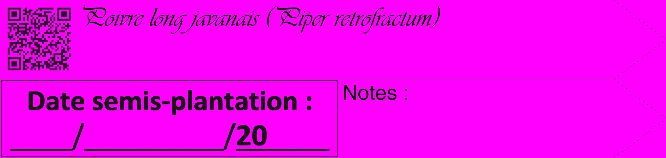 Étiquette de : Piper retrofractum - format c - style noire51_simple_simpleviv avec qrcode et comestibilité