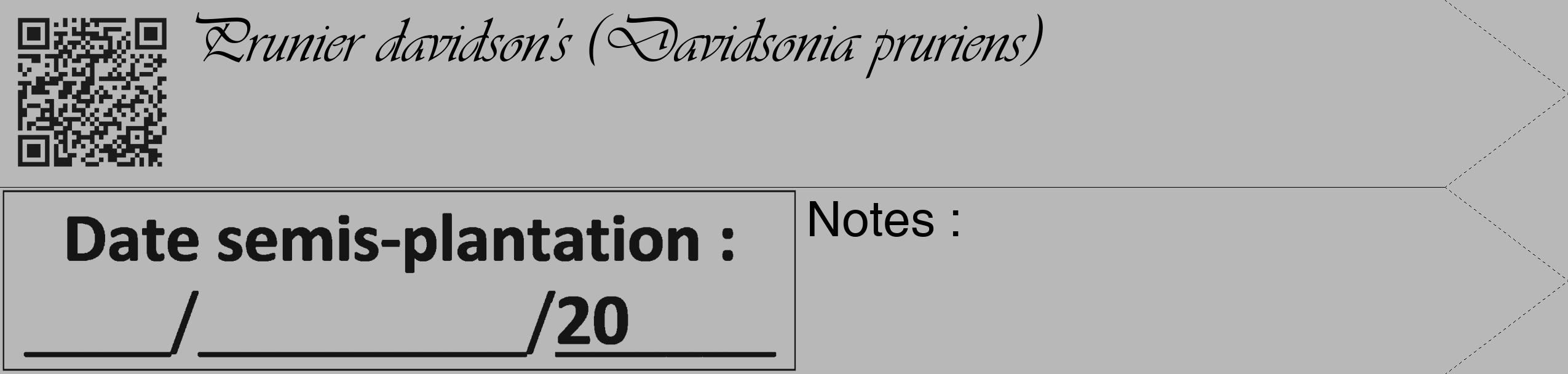 Étiquette de : Davidsonia pruriens - format c - style noire39_simple_simpleviv avec qrcode et comestibilité