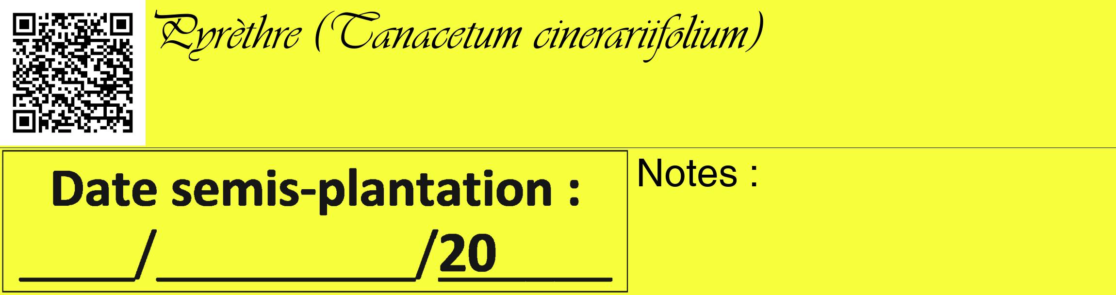 Étiquette de : Tanacetum cinerariifolium - format c - style noire18_basique_basiqueviv avec qrcode et comestibilité
