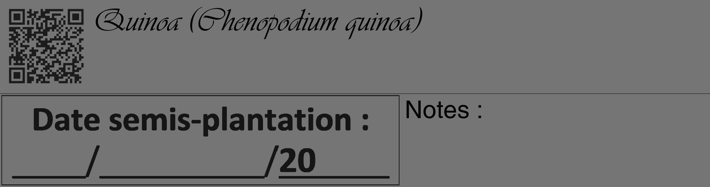 Étiquette de : Chenopodium quinoa - format c - style noire5_basique_basiqueviv avec qrcode et comestibilité