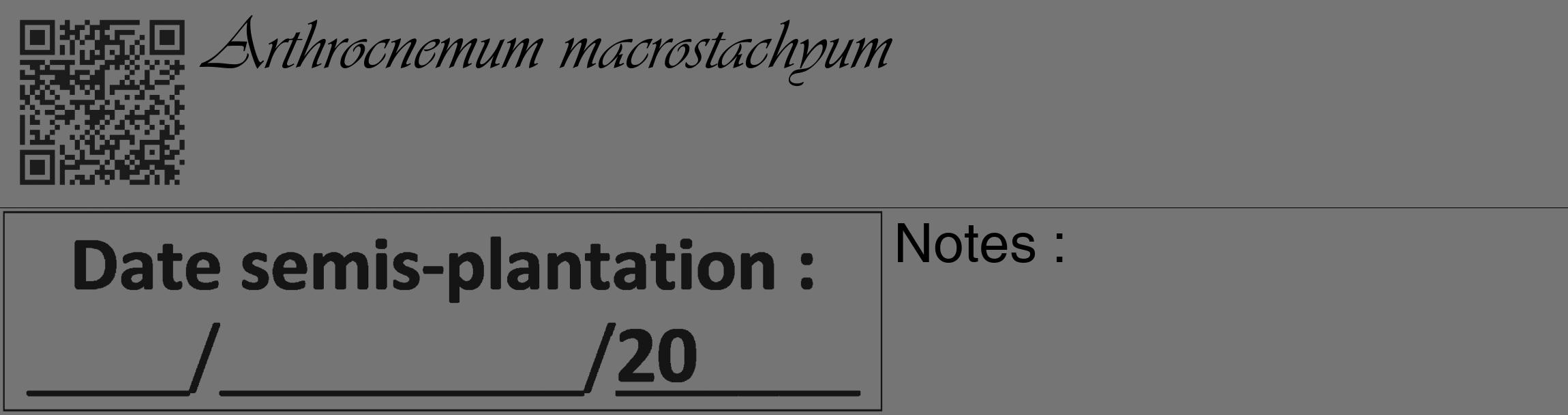 Étiquette de : Arthrocnemum macrostachyum - format c - style noire5_basique_basiqueviv avec qrcode et comestibilité