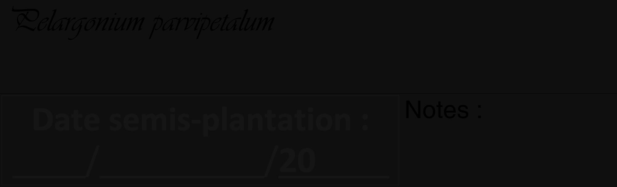 Étiquette de : Pelargonium parvipetalum - format c - style noire7_basique_basiqueviv avec comestibilité
