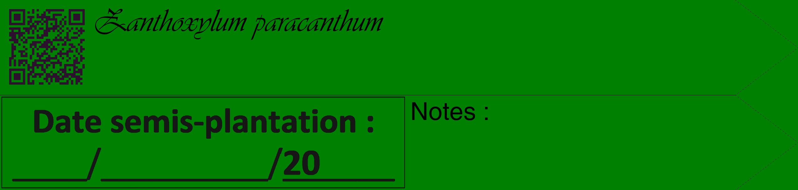 Étiquette de : Zanthoxylum paracanthum - format c - style noire9_simple_simpleviv avec qrcode et comestibilité