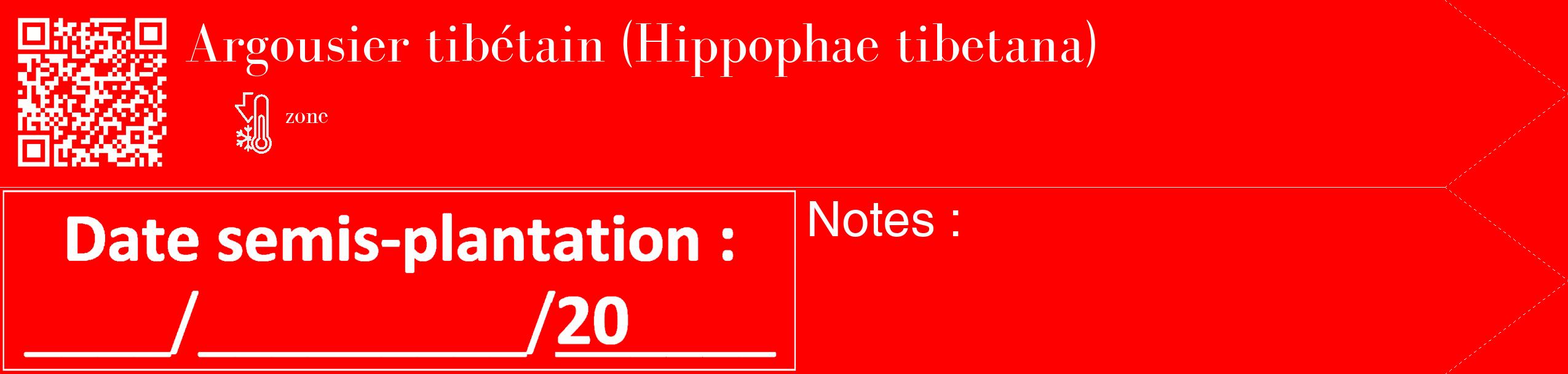 Étiquette de : Hippophae tibetana - format c - style blanche27_simple_simplebod avec qrcode et comestibilité