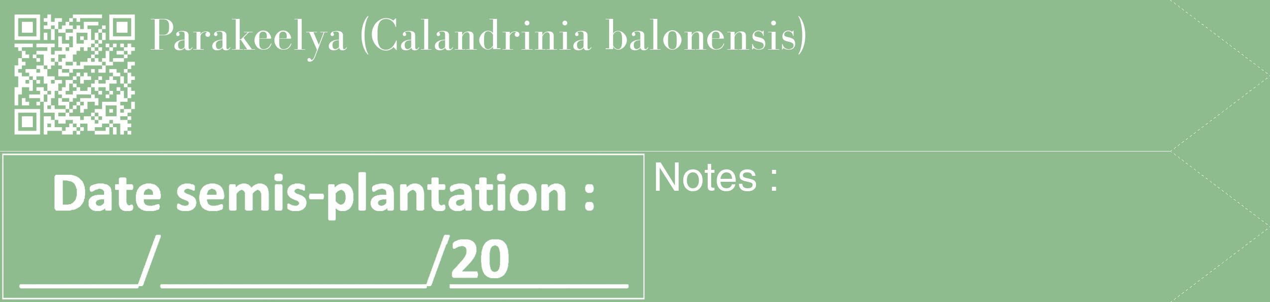 Étiquette de : Calandrinia balonensis - format c - style blanche13_simple_simplebod avec qrcode et comestibilité