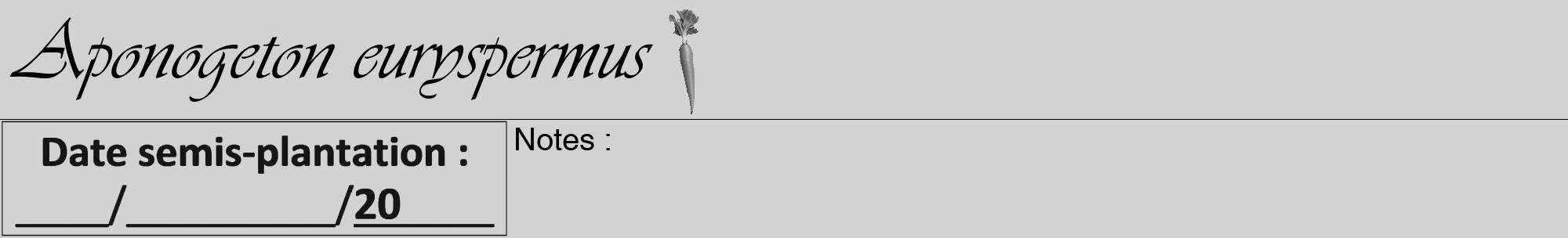 Étiquette de : Aponogeton euryspermus - format a - style noire14viv avec comestibilité simplifiée