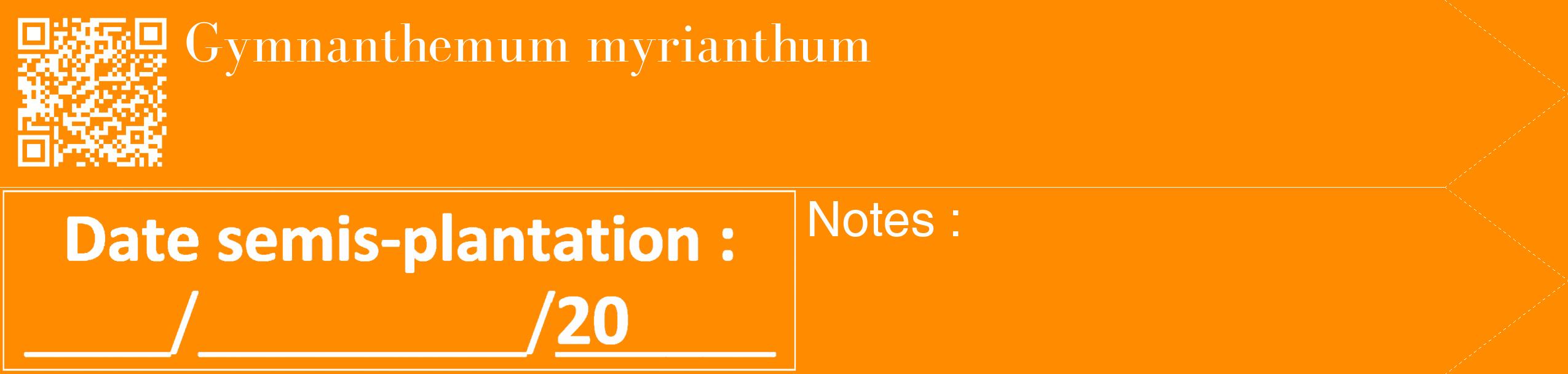 Étiquette de : Gymnanthemum myrianthum - format c - style blanche23_simple_simplebod avec qrcode et comestibilité