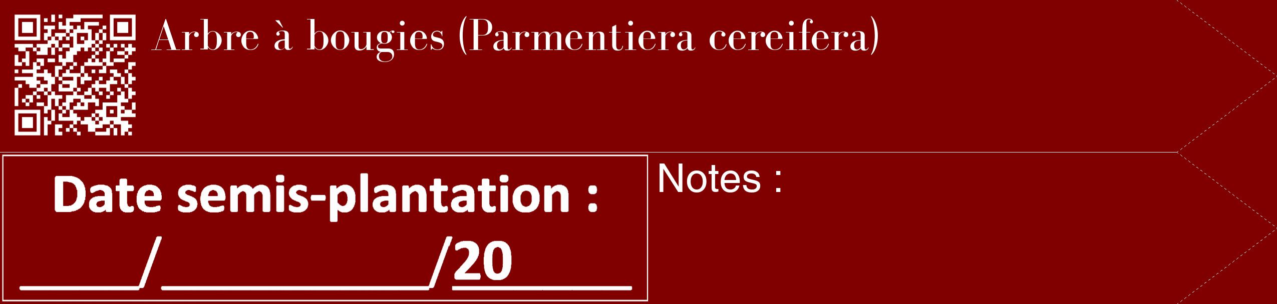 Étiquette de : Parmentiera cereifera - format c - style blanche29_simple_simplebod avec qrcode et comestibilité