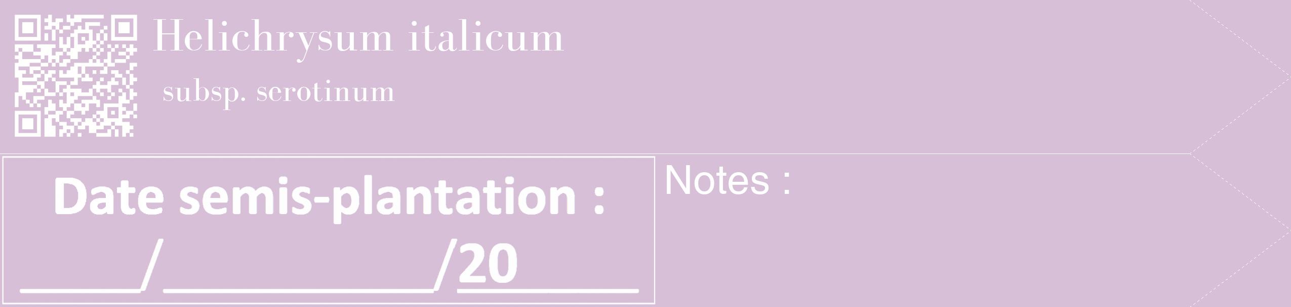 Étiquette de : Helichrysum italicum subsp. serotinum - format c - style blanche54_simple_simplebod avec qrcode et comestibilité