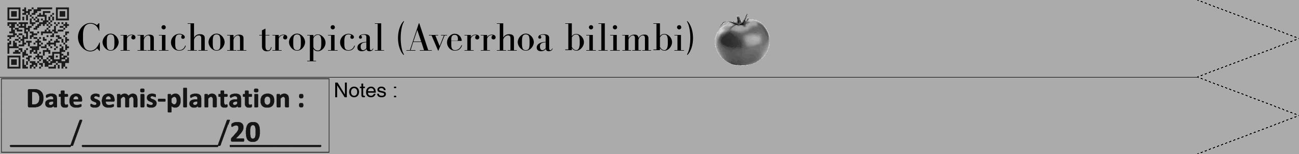 Étiquette de : Averrhoa bilimbi - format b - style noire37bod avec qrcode et comestibilité simplifiée