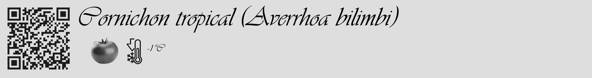 Étiquette de : Averrhoa bilimbi - format c - style noire20_basique_basiqueviv avec qrcode et comestibilité simplifiée