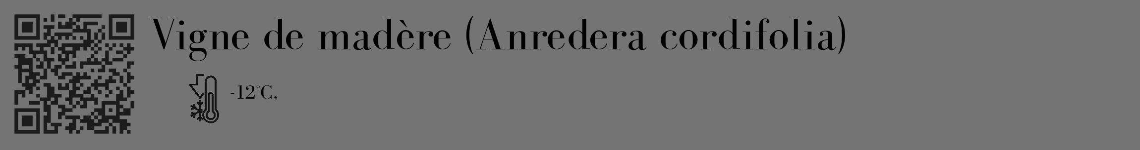 Étiquette de : Anredera cordifolia - format c - style noire26_basique_basiquebod avec qrcode et comestibilité