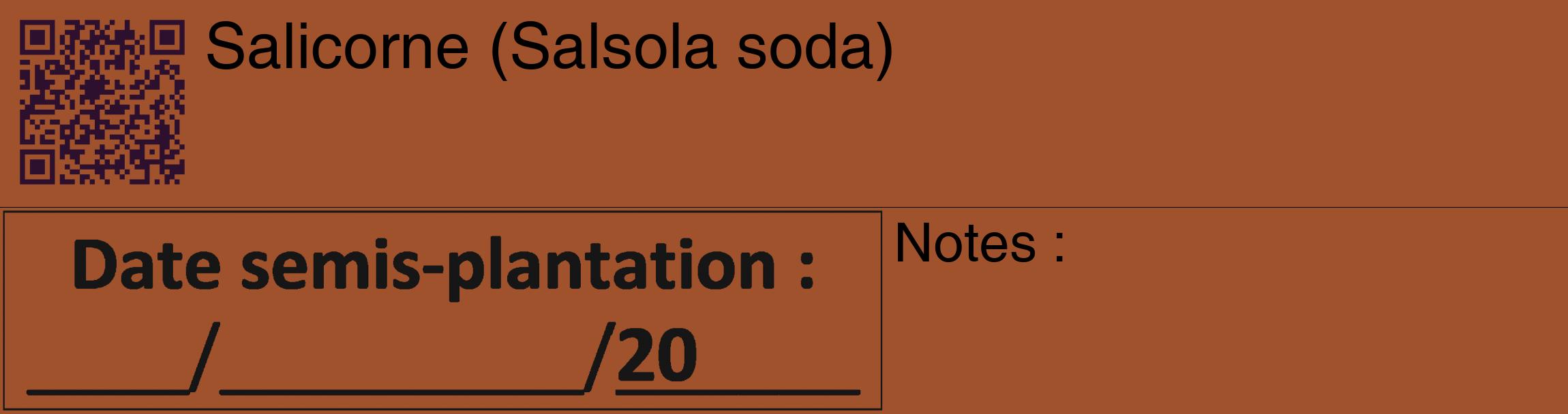 Étiquette de : Salsola soda - format c - style noire32_basique_basiquehel avec qrcode et comestibilité