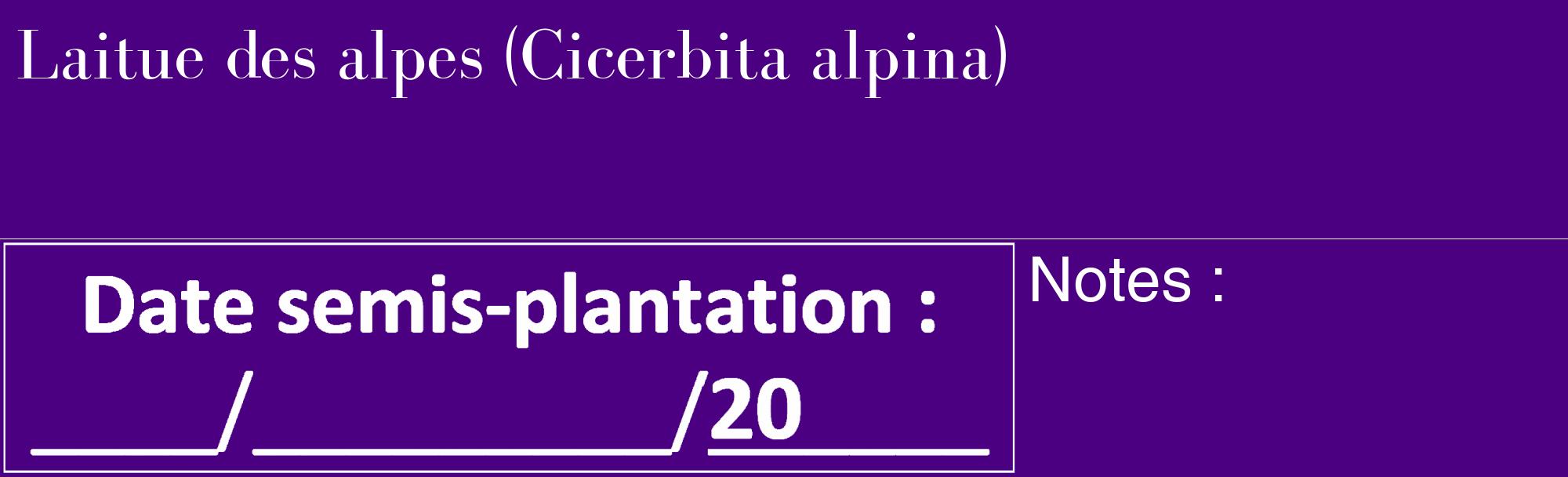 Étiquette de : Cicerbita alpina - format c - style blanche47_basique_basiquebod avec comestibilité