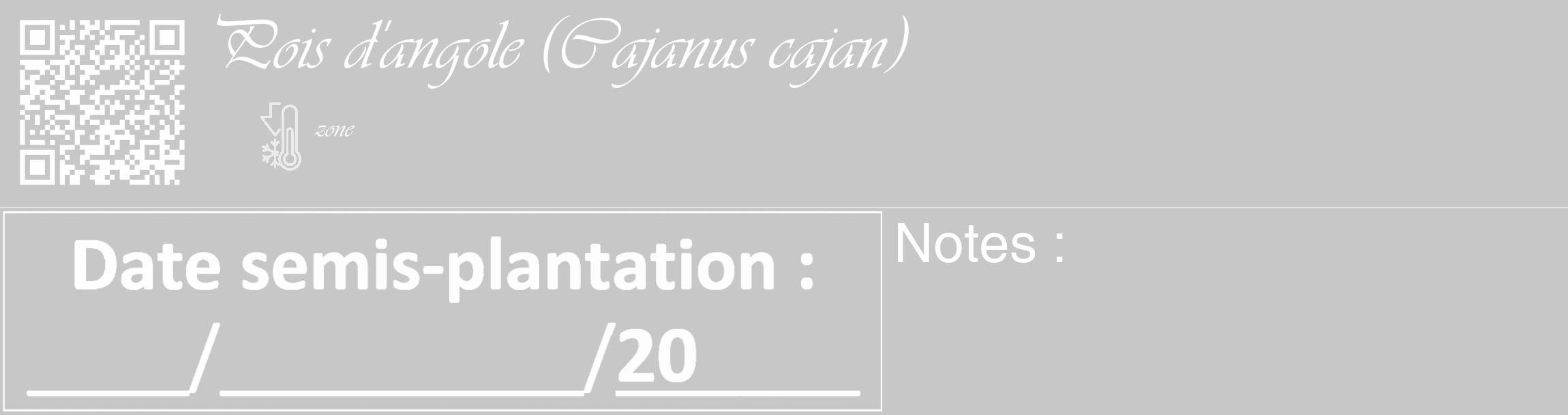 Étiquette de : Cajanus cajan - format c - style blanche15_basique_basiqueviv avec qrcode et comestibilité
