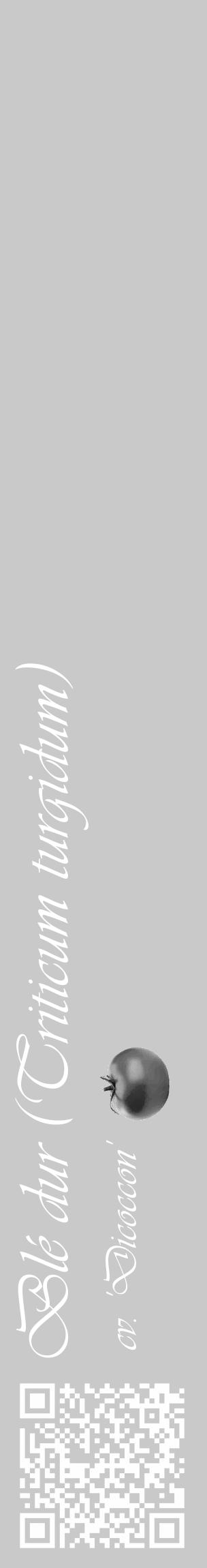 Étiquette de : Triticum turgidum cv. 'Dicoccon' - format c - style blanche54_basique_basiqueviv avec qrcode et comestibilité simplifiée - position verticale