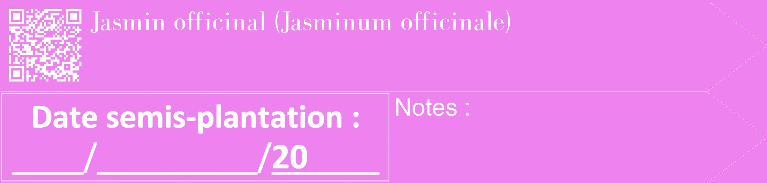 Étiquette de : Jasminum officinale - format c - style blanche53_simple_simplebod avec qrcode et comestibilité