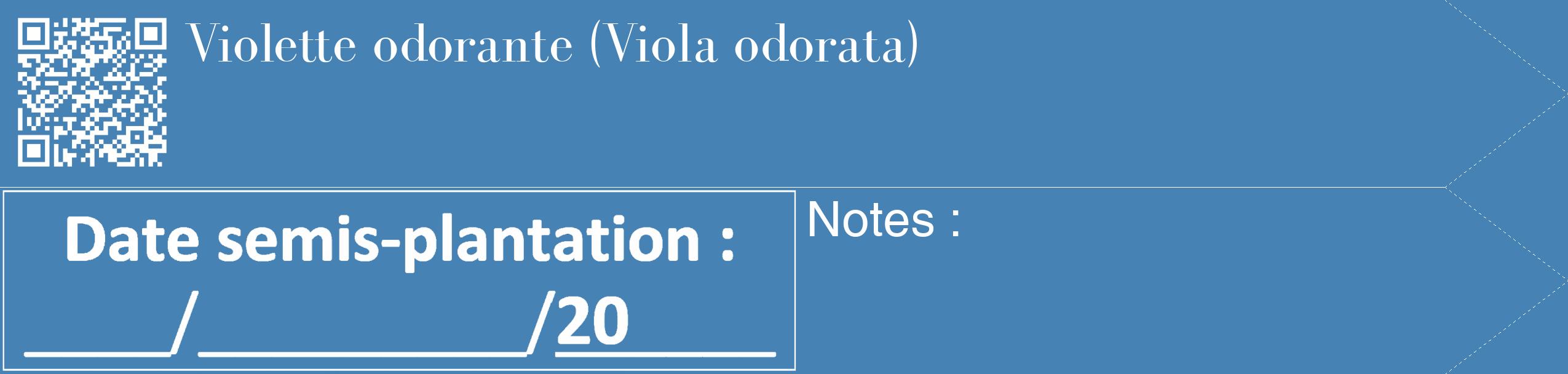Étiquette de : Viola odorata - format c - style blanche5_simple_simplebod avec qrcode et comestibilité