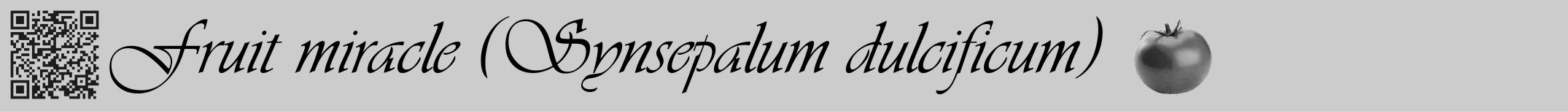 Étiquette de : Synsepalum dulcificum - format a - style noire0viv avec qrcode et comestibilité simplifiée