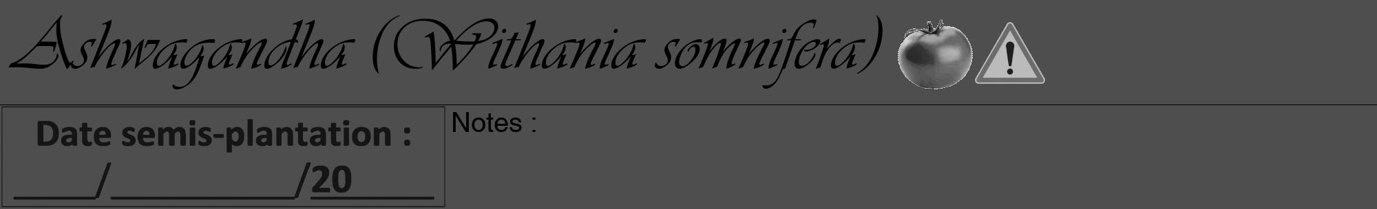 Étiquette de : Withania somnifera - format a - style noire33viv avec comestibilité simplifiée
