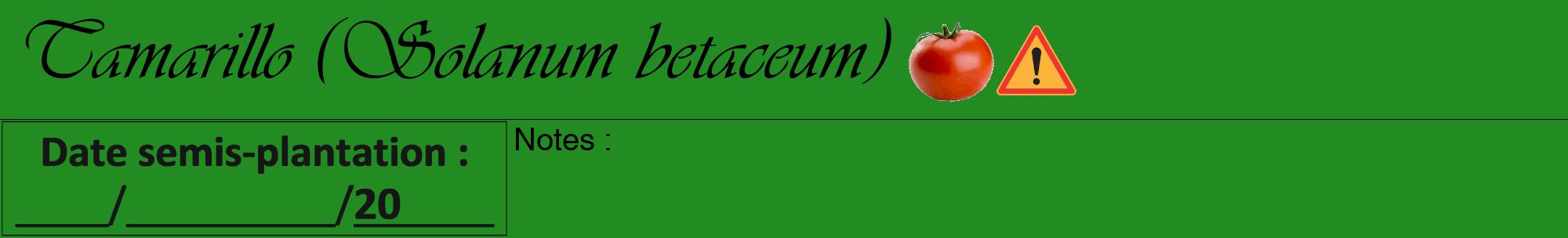 Étiquette de : Solanum betaceum - format a - style noire10viv avec comestibilité simplifiée