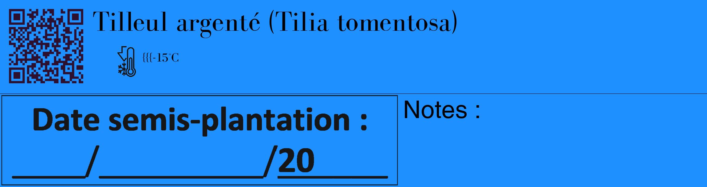 Étiquette de : Tilia tomentosa - format c - style noire3_basique_basiquebod avec qrcode et comestibilité
