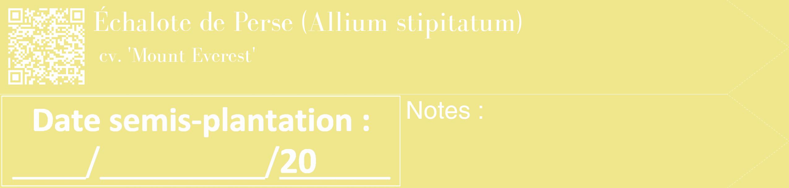 Étiquette de : Allium stipitatum cv. 'Mount Everest' - format c - style blanche20_simple_simplebod avec qrcode et comestibilité