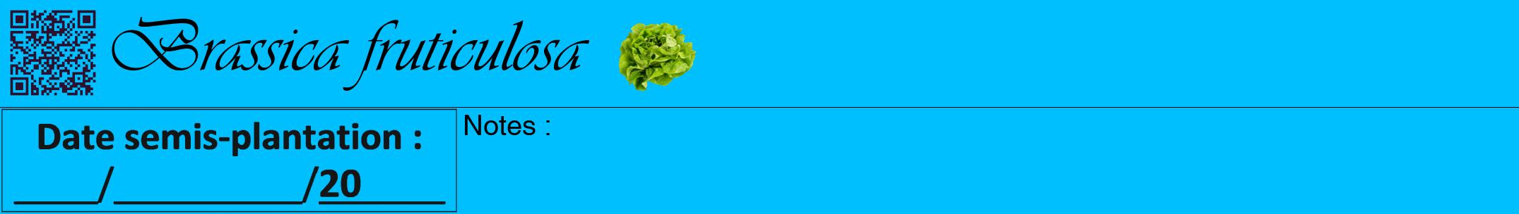 Étiquette de : Brassica fruticulosa - format a - style noire2viv avec qrcode et comestibilité simplifiée