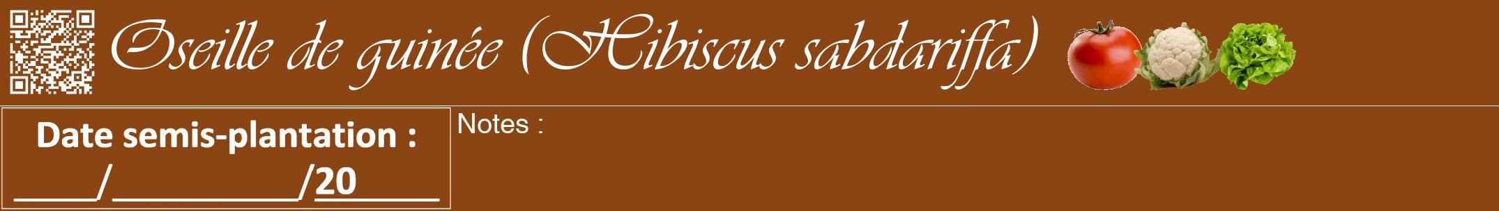 Étiquette de : Hibiscus sabdariffa - format a - style blanche30viv avec qrcode et comestibilité simplifiée