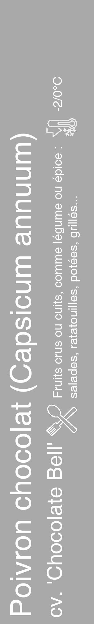 Étiquette de : Capsicum annuum cv. 'Chocolate Bell' - format c - style blanche13_basique_basiquehel avec comestibilité simplifiée - position verticale