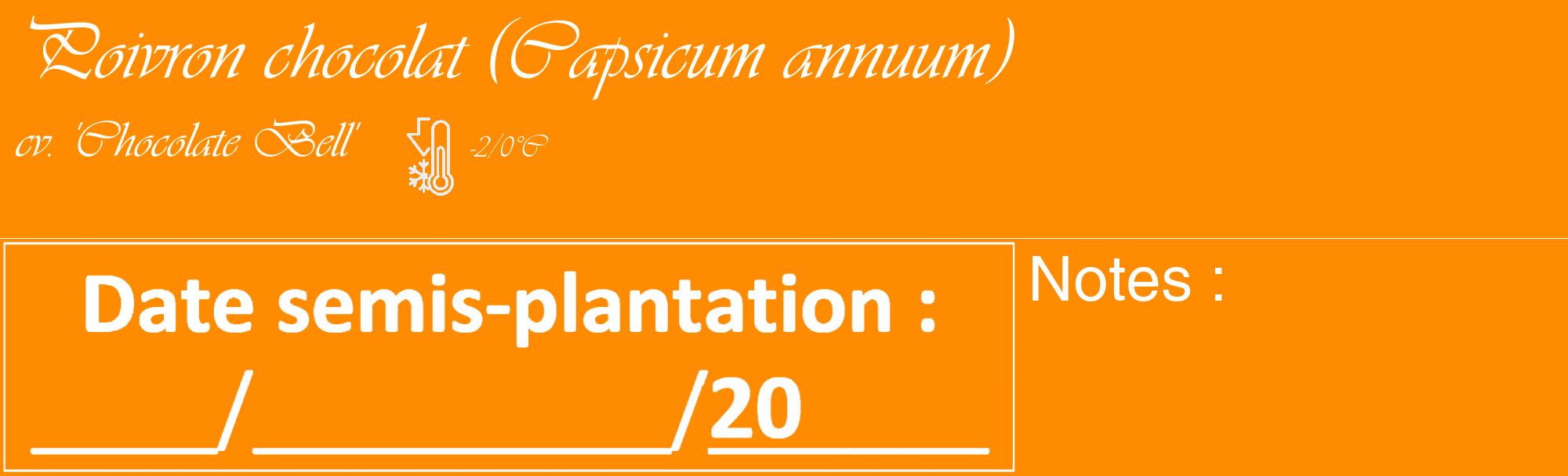 Étiquette de : Capsicum annuum cv. 'Chocolate Bell' - format c - style blanche23_basique_basiqueviv avec comestibilité