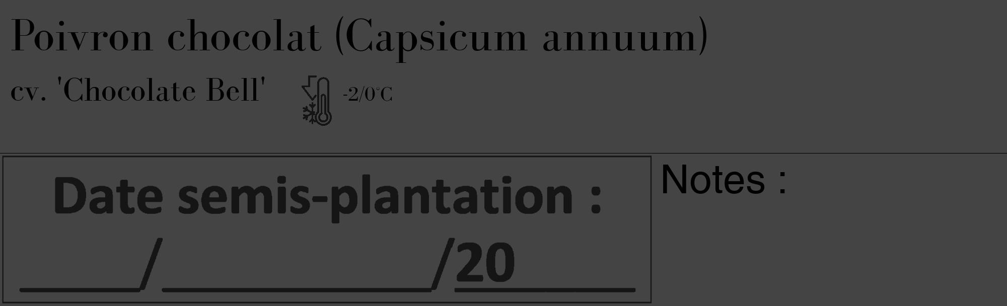 Étiquette de : Capsicum annuum cv. 'Chocolate Bell' - format c - style noire48_basique_basiquebod avec comestibilité