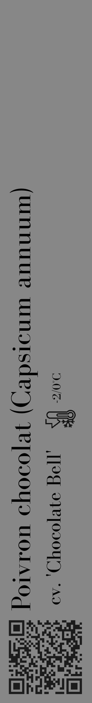 Étiquette de : Capsicum annuum cv. 'Chocolate Bell' - format c - style noire12_basique_basiquebod avec qrcode et comestibilité - position verticale