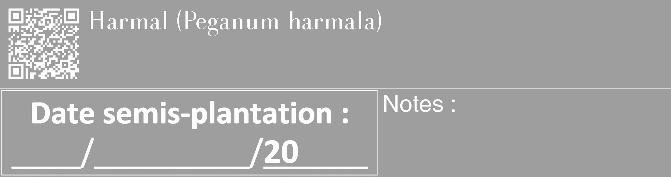 Étiquette de : Peganum harmala - format c - style blanche42_basique_basiquebod avec qrcode et comestibilité