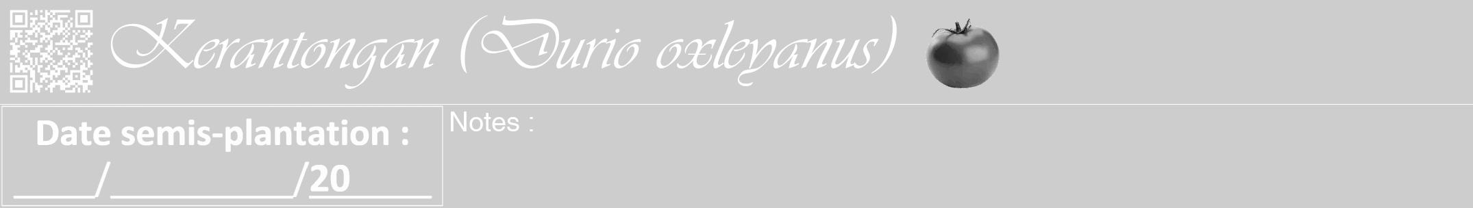 Étiquette de : Durio oxleyanus - format a - style blanche41viv avec qrcode et comestibilité simplifiée