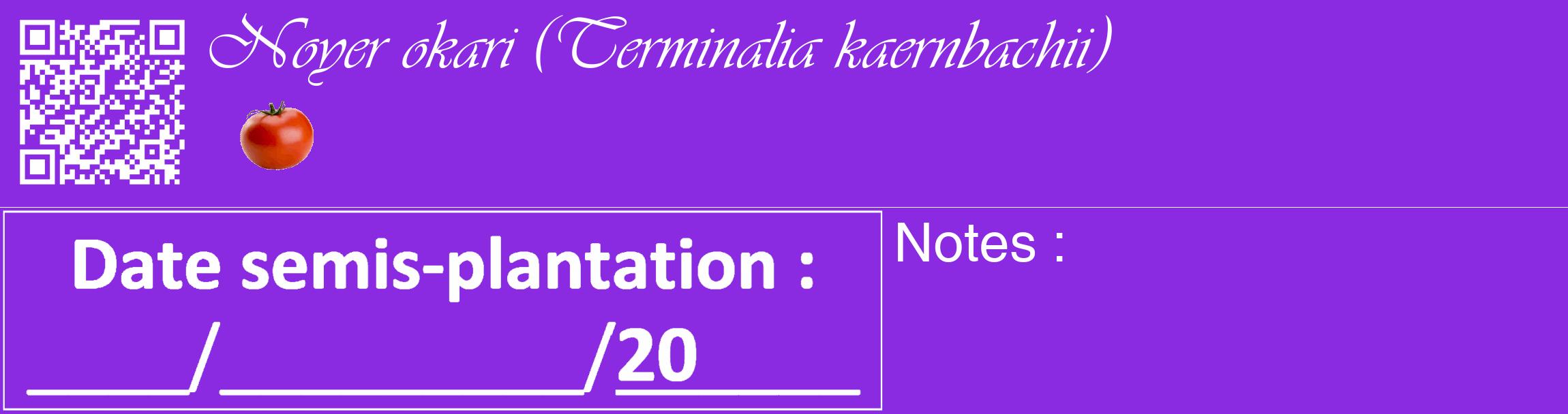 Étiquette de : Terminalia kaernbachii - format c - style blanche49_basique_basiqueviv avec qrcode et comestibilité simplifiée