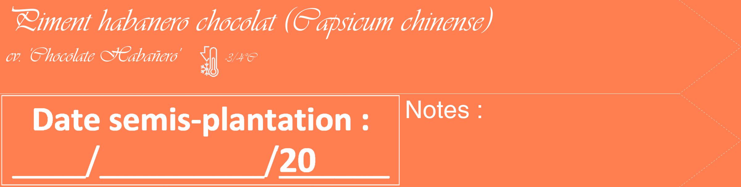 Étiquette de : Capsicum chinense cv. 'Chocolate Habañero' - format c - style blanche24_simple_simpleviv avec comestibilité