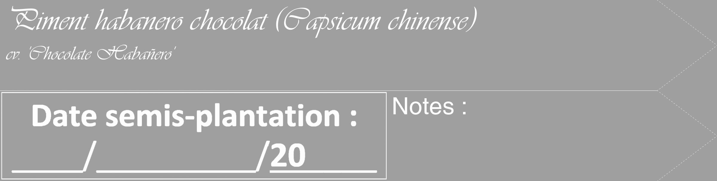 Étiquette de : Capsicum chinense cv. 'Chocolate Habañero' - format c - style blanche24_simple_simpleviv avec comestibilité