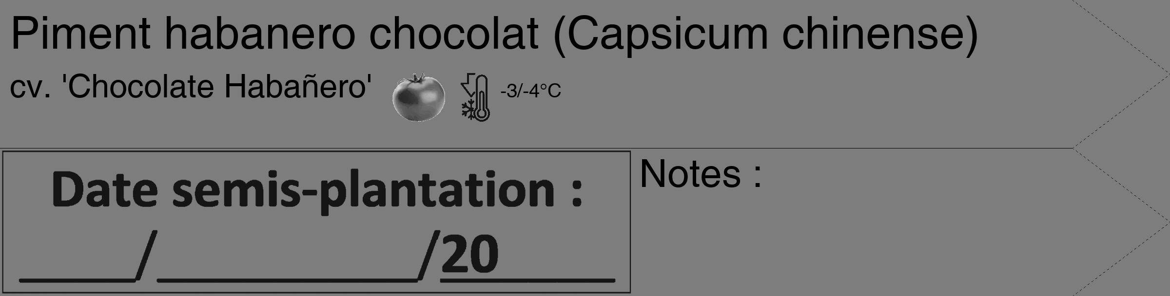 Étiquette de : Capsicum chinense cv. 'Chocolate Habañero' - format c - style noire35_simple_simplehel avec comestibilité simplifiée