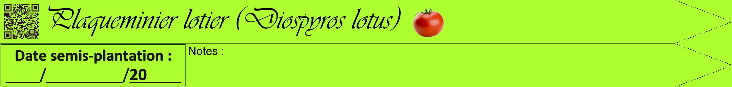 Étiquette de : Diospyros lotus - format b - style noire17viv avec qrcode et comestibilité simplifiée