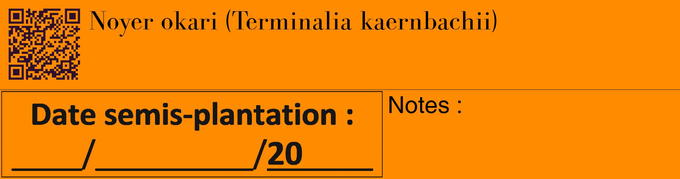 Étiquette de : Terminalia kaernbachii - format c - style noire23_basique_basiquebod avec qrcode et comestibilité