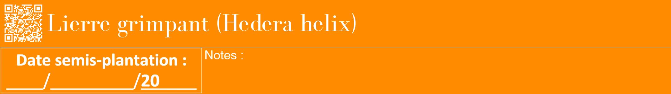 Étiquette de : Hedera helix - format a - style blanche23bod avec qrcode et comestibilité